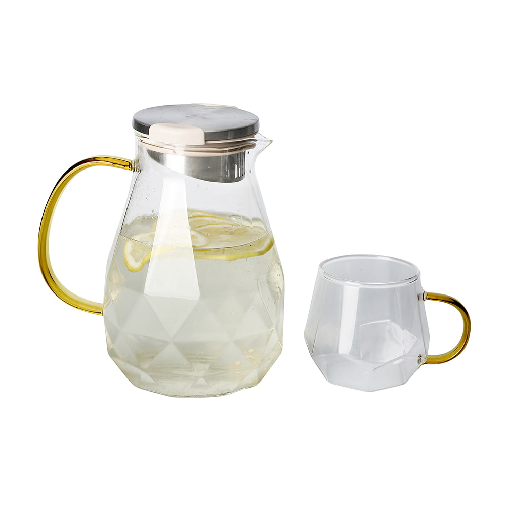 Teekannen-Set aus Borosilikatglas mit goldenem Griff und Tasse