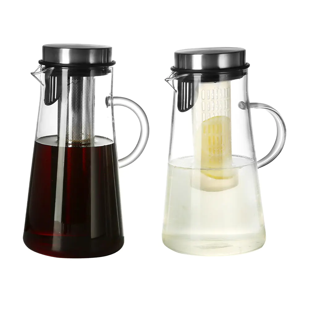 Kaltgebrühter Teebereiter aus Glas mit Edelstahlfilter und Deckel