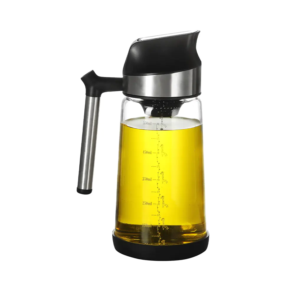 Auto-Flip-Ölspender aus Glas mit Griff und Messskala