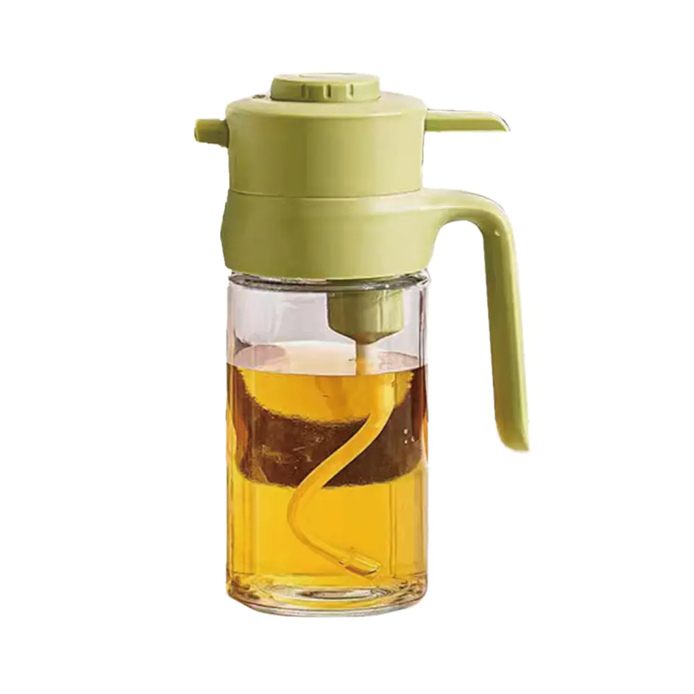 Ölsprüher aus Glas mit Griff, grüner Deckel