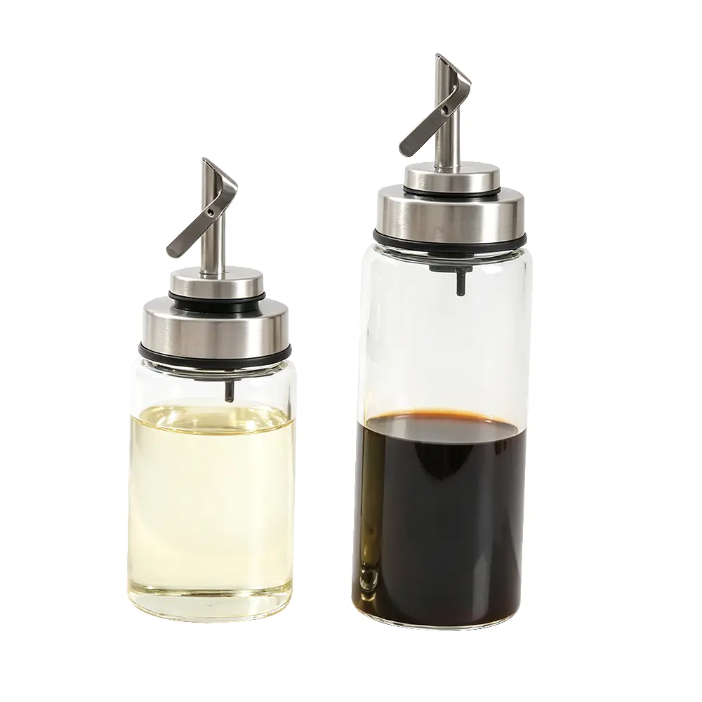 Öl-Essig-Spenderflaschen aus Glas mit Ausgießer aus Edelstahl
