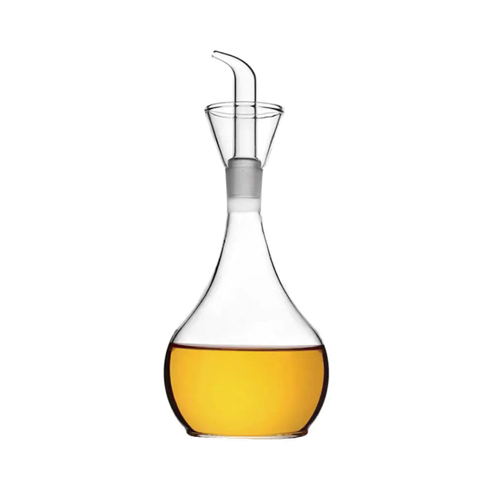 Tropfenförmige Ölspenderflasche aus Glas mit Ausgießer
